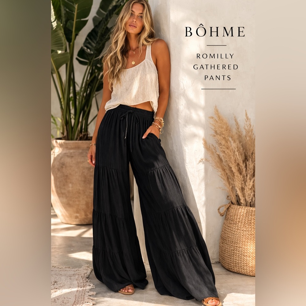 Bohme, Boho Gauzy, Stretch, Tie-Front, Wide-Leg Pant, Excellent Condition,Size S